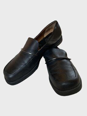 Frank Sarto Black Leather Loafers Women's